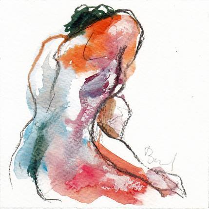 Painting Marine dos nerveux  by Brunel Sébastien | Painting Figurative Watercolor Nude