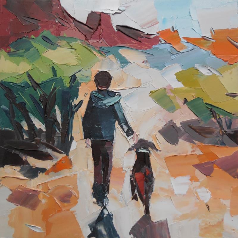 Painting Boy with a dog by Lunetskaya Elena | Painting Figurative Oil