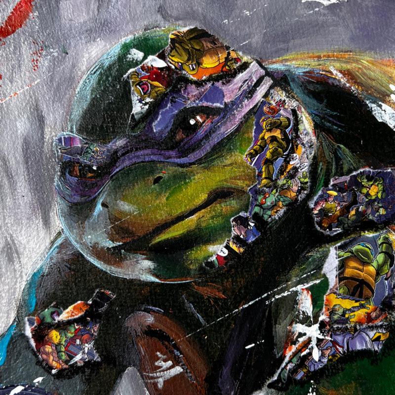 Peinture T.N Donatello par Caizergues Noël  | Tableau Pop-art Acrylique, Collage Cinéma, Enfant, Portraits
