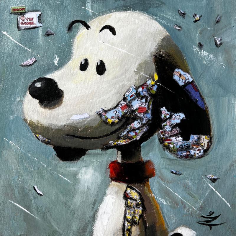 Peinture Snoopy par Caizergues Noël  | Tableau Pop-art Cinéma Icones Pop Enfant Acrylique Collage