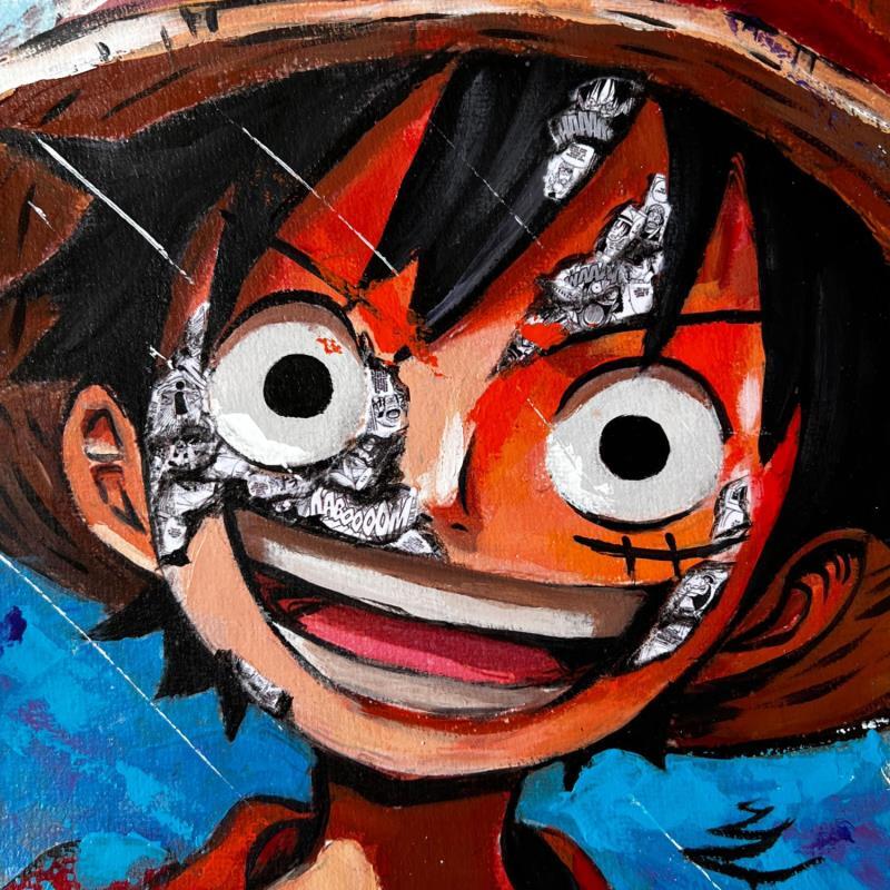 Peinture Luffy par Caizergues Noël  | Tableau Pop-art Acrylique, Collage Cinéma, Enfant, Icones Pop