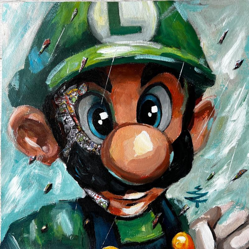 Painting Luigi by Caizergues Noël  | Painting Pop-art Acrylic, Gluing Child, Cinema, Pop icons