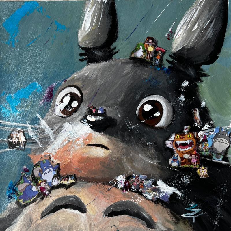 Gemälde Totoro von Caizergues Noël  | Gemälde Pop-Art Acryl, Collage Kinder, Kino, Pop-Ikonen