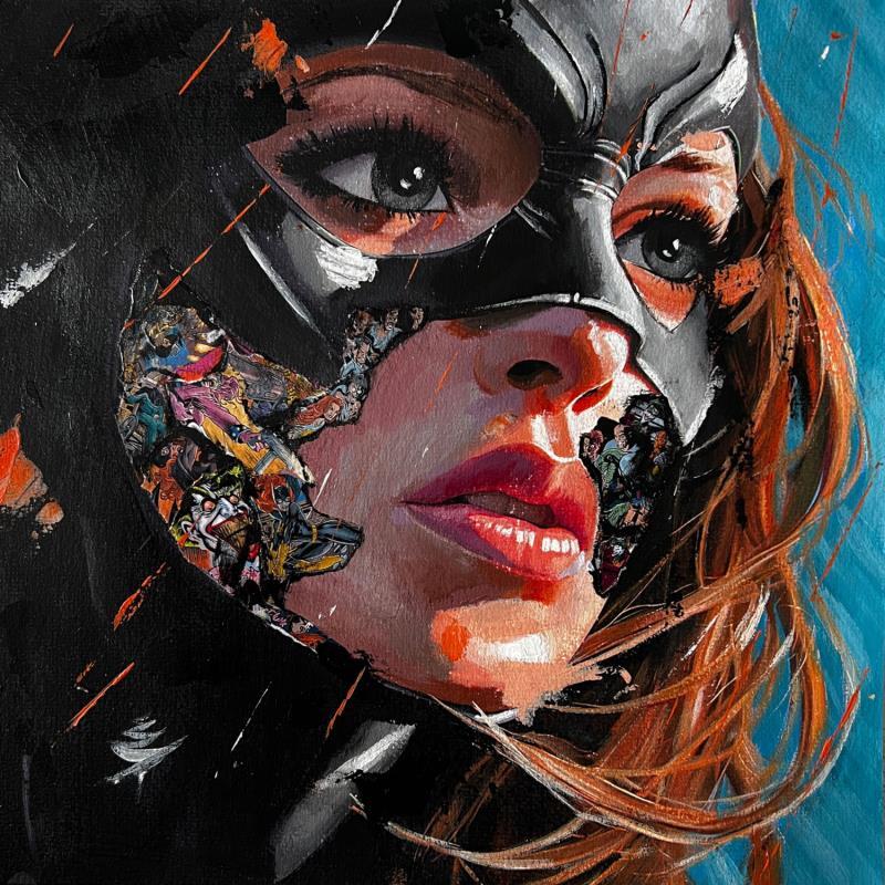 Painting Batgirl by Caizergues Noël  | Painting Pop-art Acrylic, Gluing Child, Cinema, Pop icons