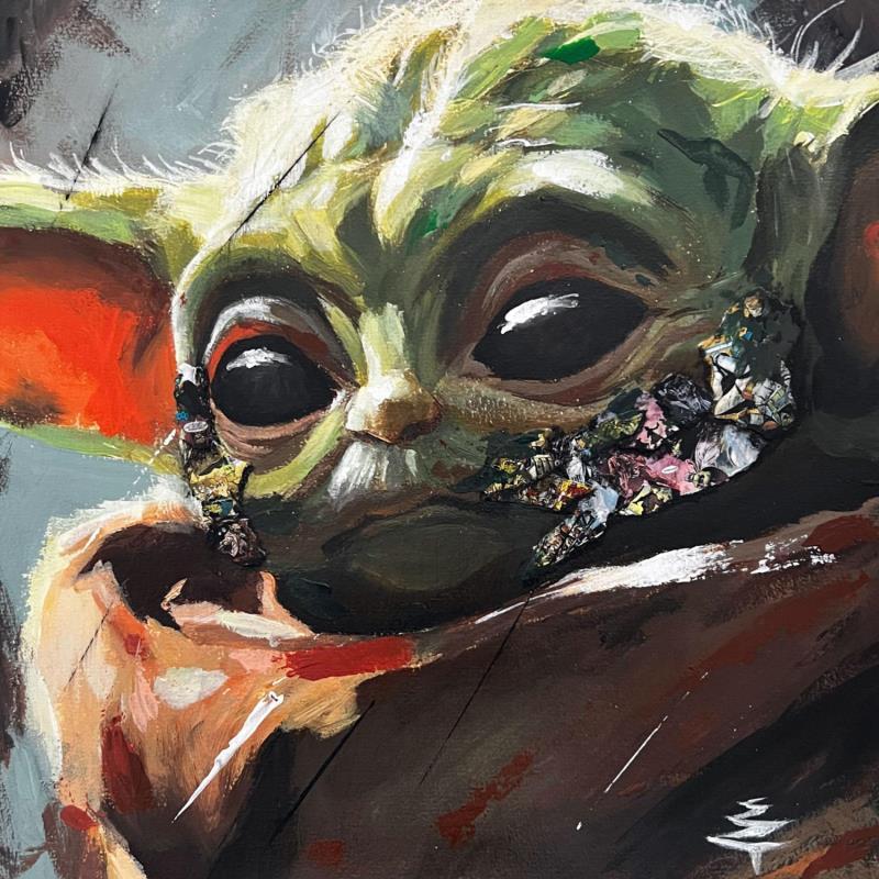 Peinture Baby Yoda par Caizergues Noël  | Tableau Pop-art Acrylique, Collage Cinéma, Enfant, Icones Pop