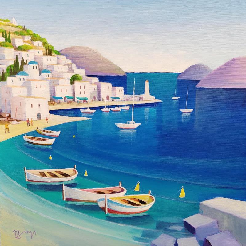 Painting Marine Greque AD 171 by Burgi Roger | Painting Figurative Acrylic Landscapes, Marine