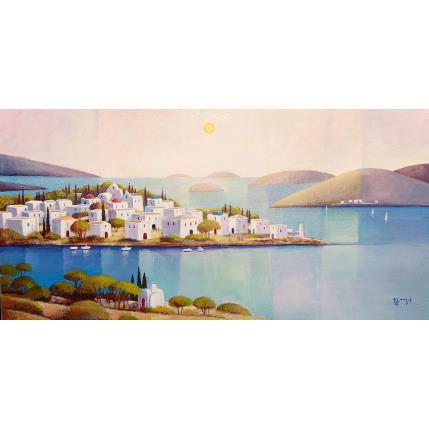 Peinture Les Iles Greques AP 126 par Burgi Roger | Tableau Figuratif Acrylique Marine, Paysages