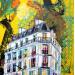 Gemälde Concert urbain von Anicet Olivier | Gemälde Figurativ Landschaften Urban Architektur Graffiti Acryl Posca Pastell