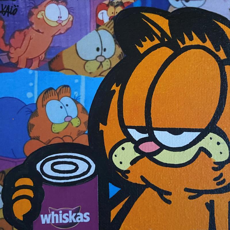 Gemälde Garfield Whiskas von Kalo | Gemälde Pop-Art Pop-Ikonen Graffiti Collage Posca