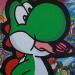 Painting Yoshi pink pills by Kalo | Painting Pop-art Pop icons Graffiti Gluing Posca