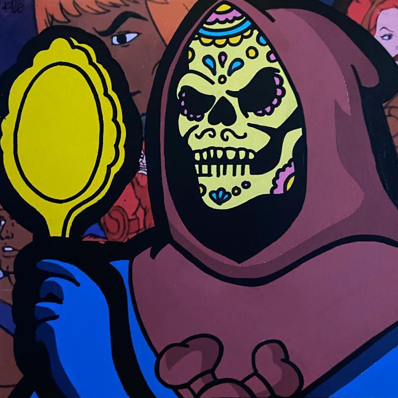 Gemälde Skeletor von Kalo | Gemälde Pop-Art Pop-Ikonen Graffiti Collage Posca