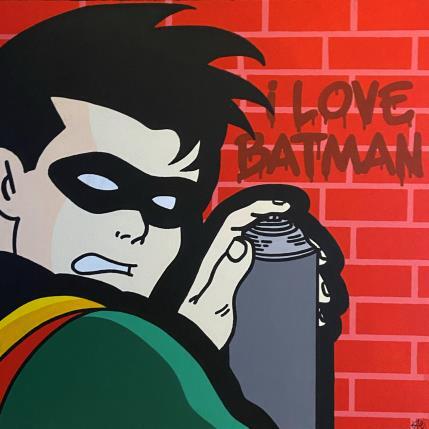 Gemälde Robin in love von Kalo | Gemälde Pop-Art Collage, Graffiti, Posca Pop-Ikonen