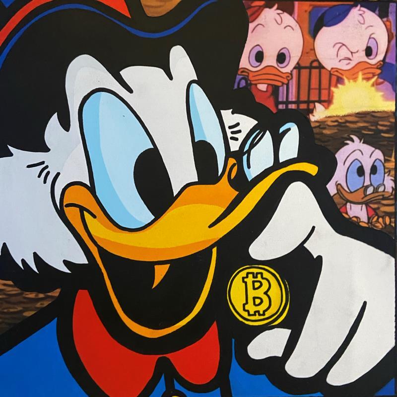 Painting Picsou bitcoin 3 by Kalo | Painting Pop-art Pop icons Graffiti Gluing Posca