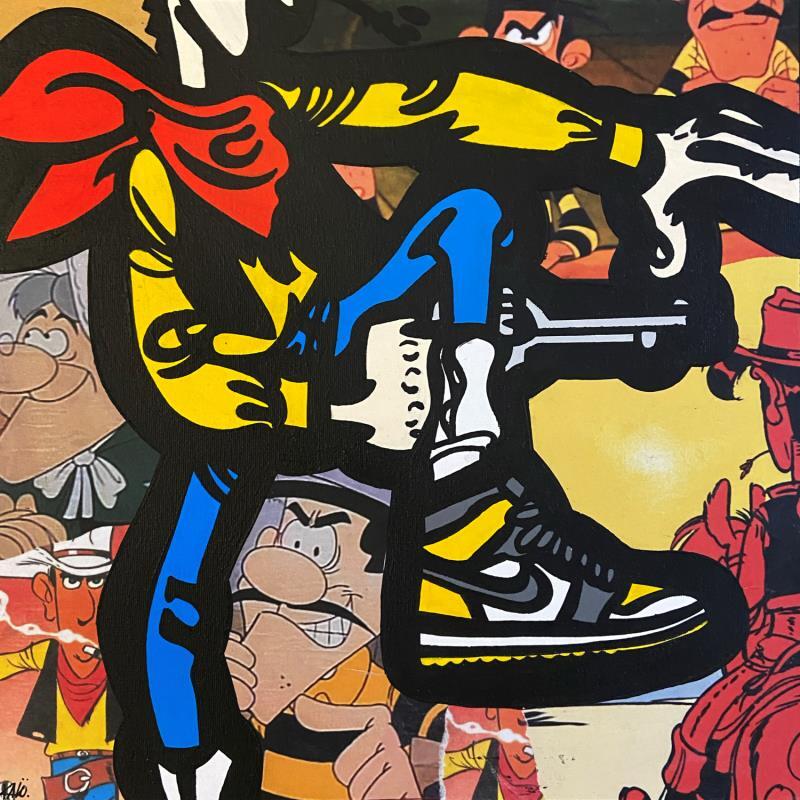 Gemälde Lucky Luke Nike 3 von Kalo | Gemälde Pop-Art Pop-Ikonen Graffiti Collage Posca