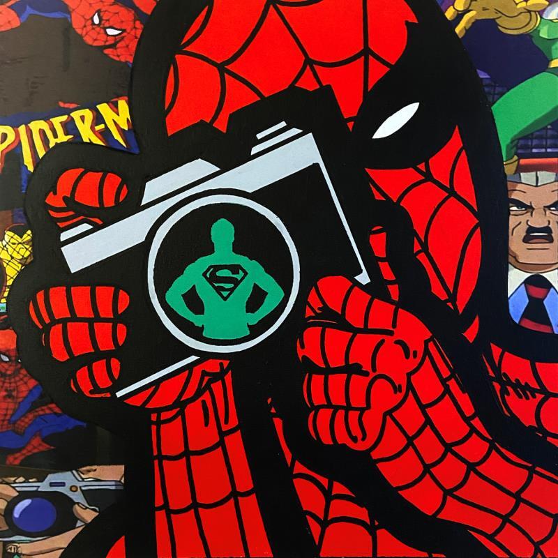 Painting Spiderman Superman by Kalo | Painting Pop-art Pop icons Graffiti Gluing Posca