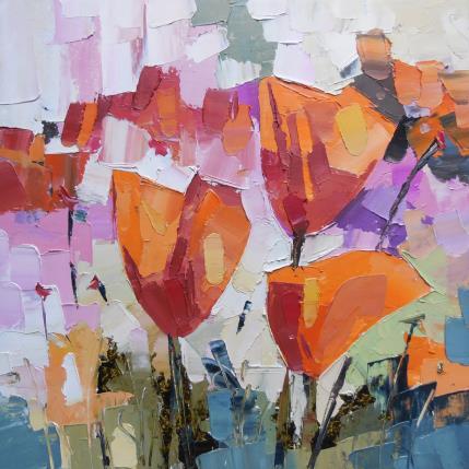 Painting Desert poppies by Lunetskaya Elena | Painting Figurative Cardboard, Oil