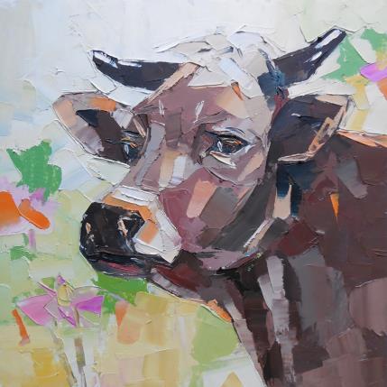 Painting Pensive cow by Lunetskaya Elena | Painting Figurative Oil