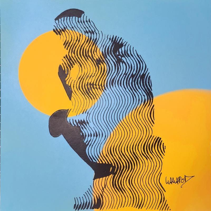 Gemälde Le penseur David von Wawapod | Gemälde Pop-Art Pop-Ikonen Acryl Posca