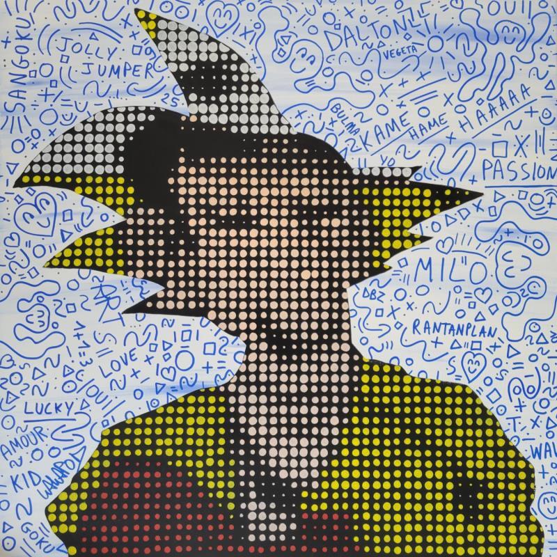 Gemälde Lucky Luke x DBZ von Wawapod | Gemälde Pop-Art Pop-Ikonen Acryl Posca