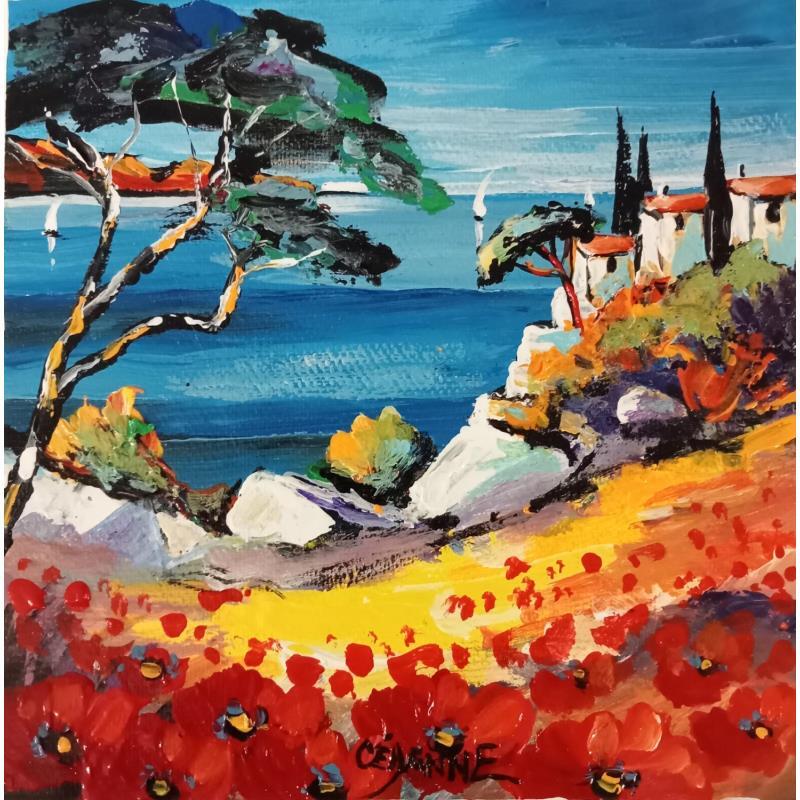 Painting Coquelicots en Provence by Cédanne | Painting Figurative Landscapes Oil