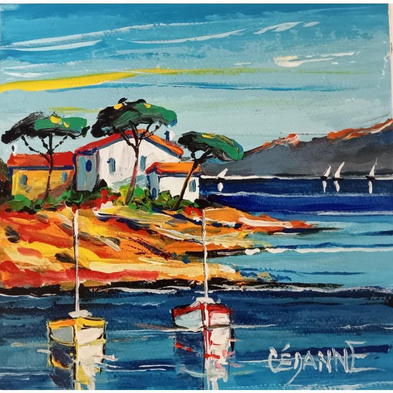 Peinture Sur la côte de Sainte Maxime par Cédanne | Tableau Figuratif Paysages Huile