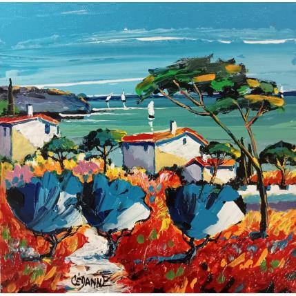 Gemälde Oliviers dans un champs de coquelicots à Saint Raphaël von Cédanne | Gemälde Figurativ Öl Landschaften, Pop-Ikonen