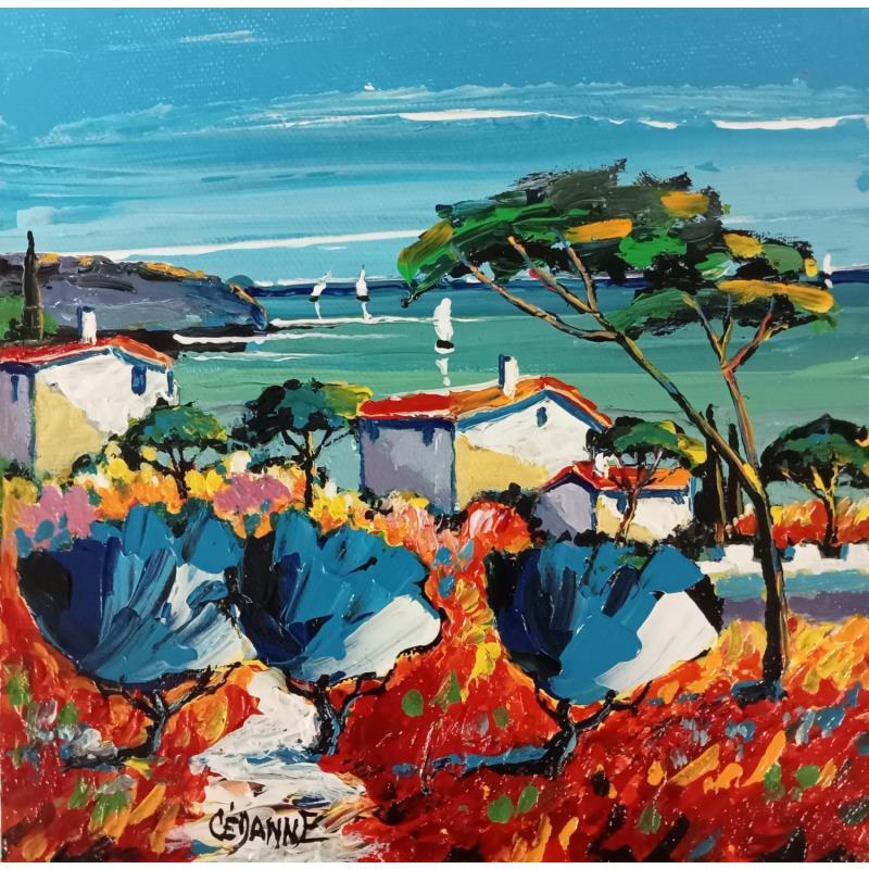 Painting Oliviers dans un champs de coquelicots à Saint Raphaël by Cédanne | Painting Figurative Oil Landscapes, Pop icons