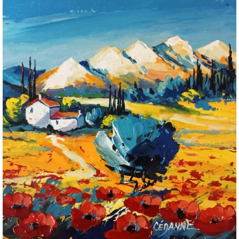 Painting Paysage dans les Alpilles by Cédanne | Painting Figurative Oil Landscapes, Pop icons