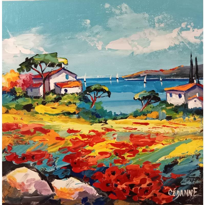 Painting Vue sur mer près de Cannes by Cédanne | Painting Figurative Oil Landscapes, Pop icons