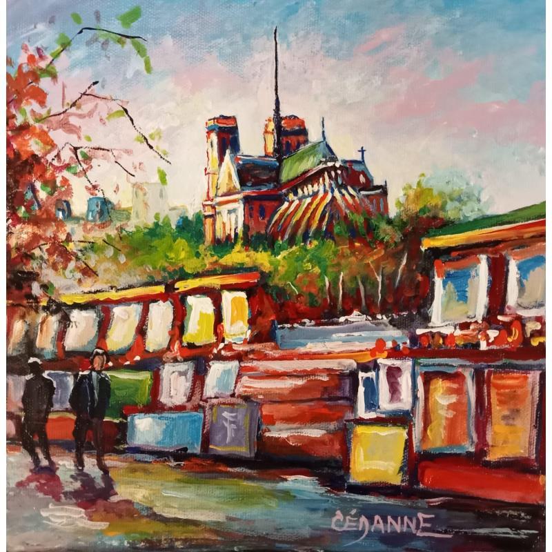 Painting Notre Dame et les bouquinistes à Paris by Cédanne | Painting Figurative Oil Landscapes