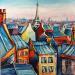 Painting La tour Eiffel dominat les toits de Paris by Cédanne | Painting Figurative Landscapes Oil