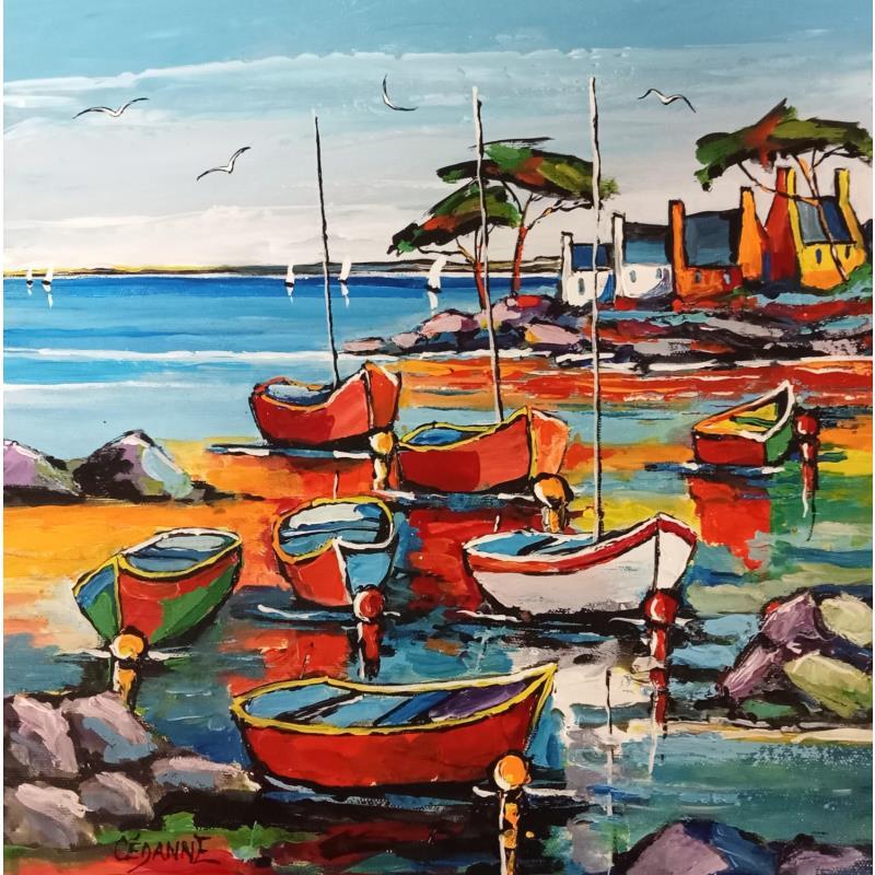 Painting Barques de pêcheurs vers Saint Malo by Cédanne | Painting Figurative Oil Landscapes
