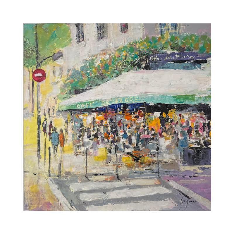 Painting Le matin au café de Flore by Yavru Irfan | Painting Figurative Oil