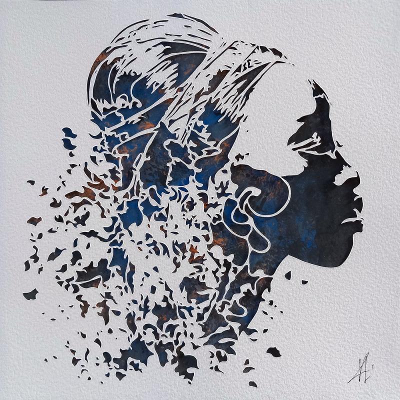 Painting FLOATING IN THE BREEZE by Louafi Valentine | Painting Figurative Paper Pop icons, Portrait