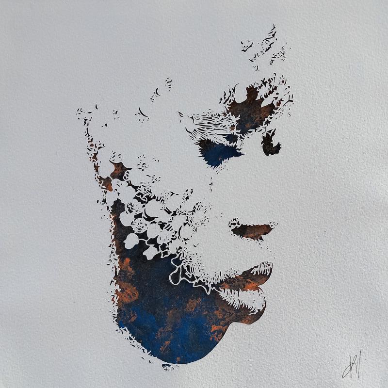 Painting LOST IN THOUGHTS by Louafi Valentine | Painting Figurative Portrait Minimalist Paper
