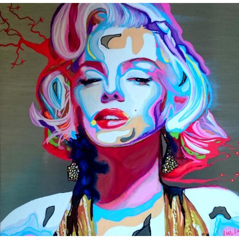 Gemälde M comme Marilyn von Medeya Lemdiya | Gemälde Pop-Art Pop-Ikonen Metall Acryl