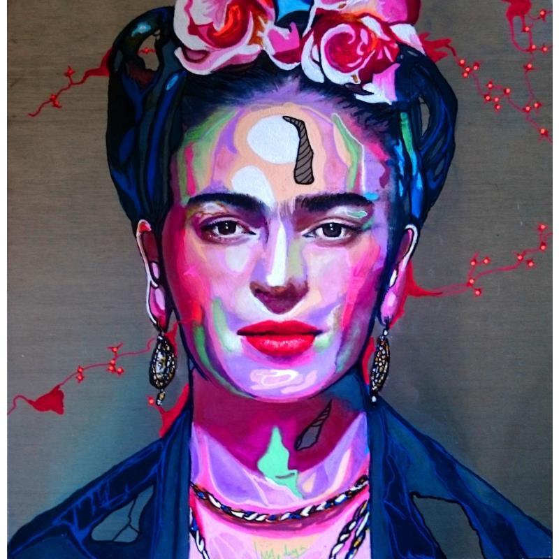Gemälde Miss Frida von Medeya Lemdiya | Gemälde Pop-Art Pop-Ikonen Metall Acryl