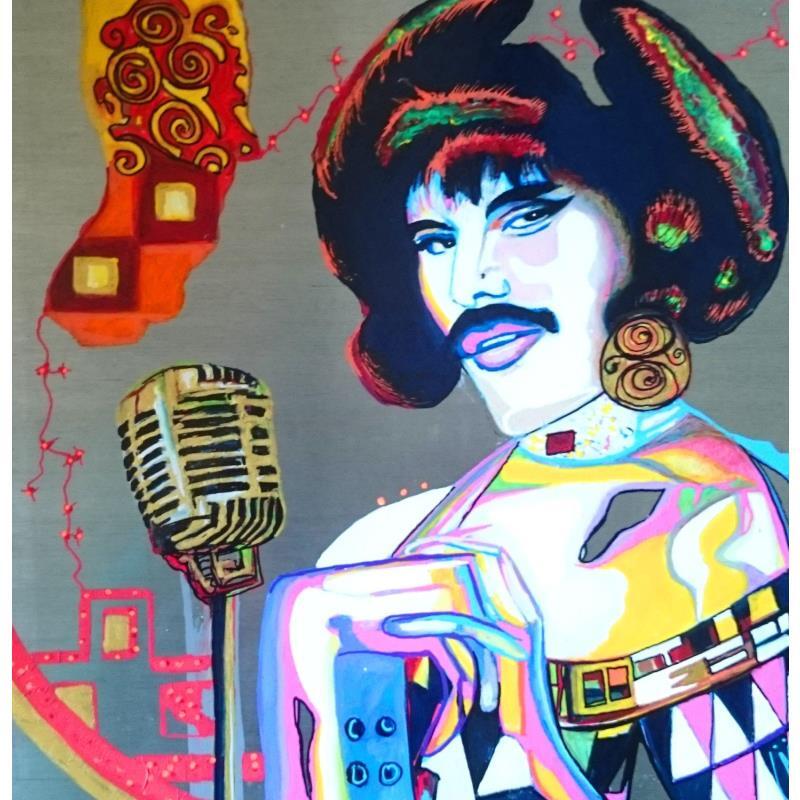 Painting Freddie by Medeya Lemdiya | Painting Pop-art Pop icons Metal Acrylic