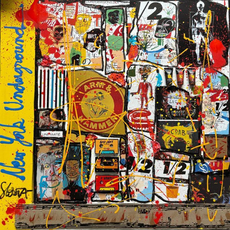 Painting Basquiat NY Underground by Costa Sophie | Painting Pop-art Acrylic, Gluing, Upcycling