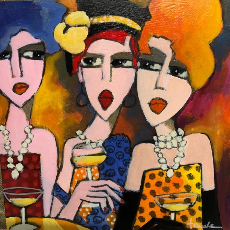 Painting Les 3 sœurs  by Fauve | Painting Figurative Life style Acrylic