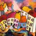 Peinture Village ensoleillé  par Fauve | Tableau Figuratif Paysages Acrylique