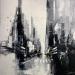 Painting Black and white Laurelton by Castan Daniel | Painting Figurative Urban Oil