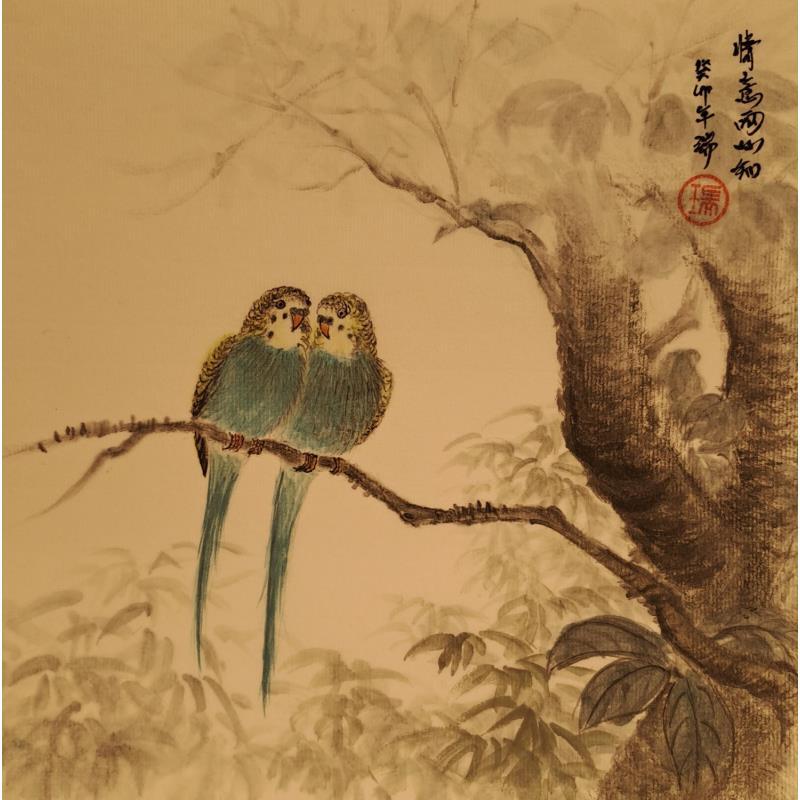 Gemälde L'couple von Amblard Rui | Gemälde Figurativ Landschaften Aquarell Tinte