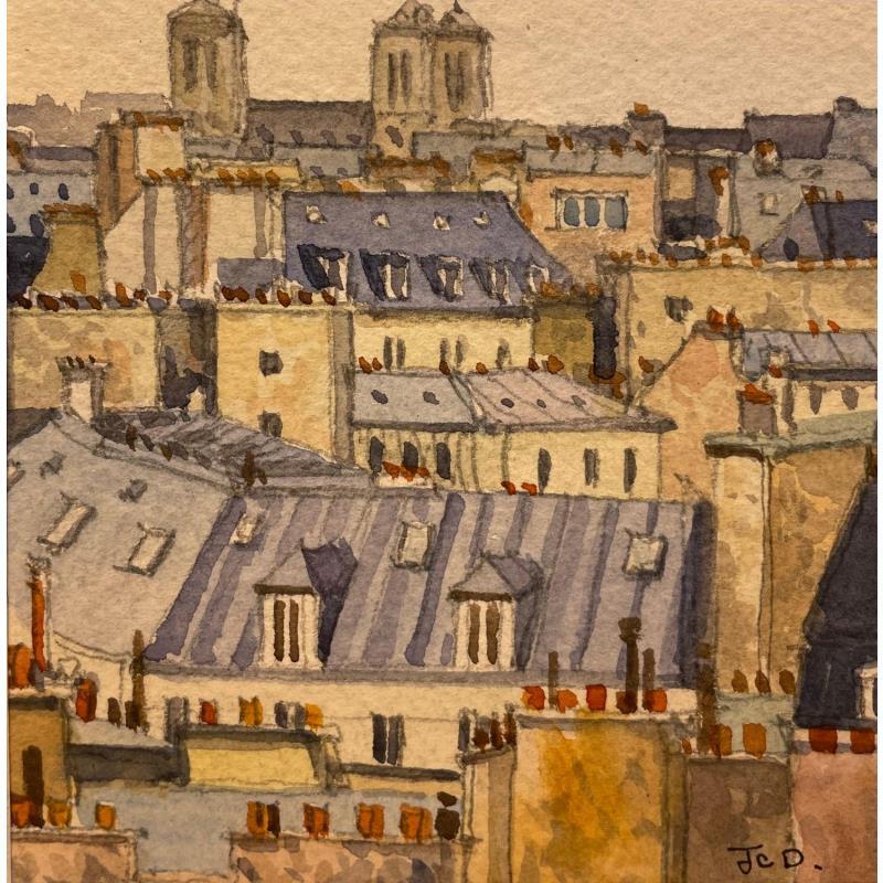 Painting Paris by Decoudun Jean charles | Painting Figurative Watercolor Urban