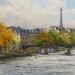 Peinture Paris la passerelle des arts par Decoudun Jean charles | Tableau Figuratif Urbain Aquarelle