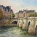 Peinture Paris le Pont-Neuf par Decoudun Jean charles | Tableau Figuratif Urbain Aquarelle