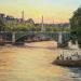 Gemälde Paris le Pont Sully et la tour Eiffel von Decoudun Jean charles | Gemälde Figurativ Urban Aquarell