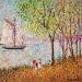 Painting les yeux vers l'aventure by Dessapt Elika | Painting Impressionism Acrylic Sand