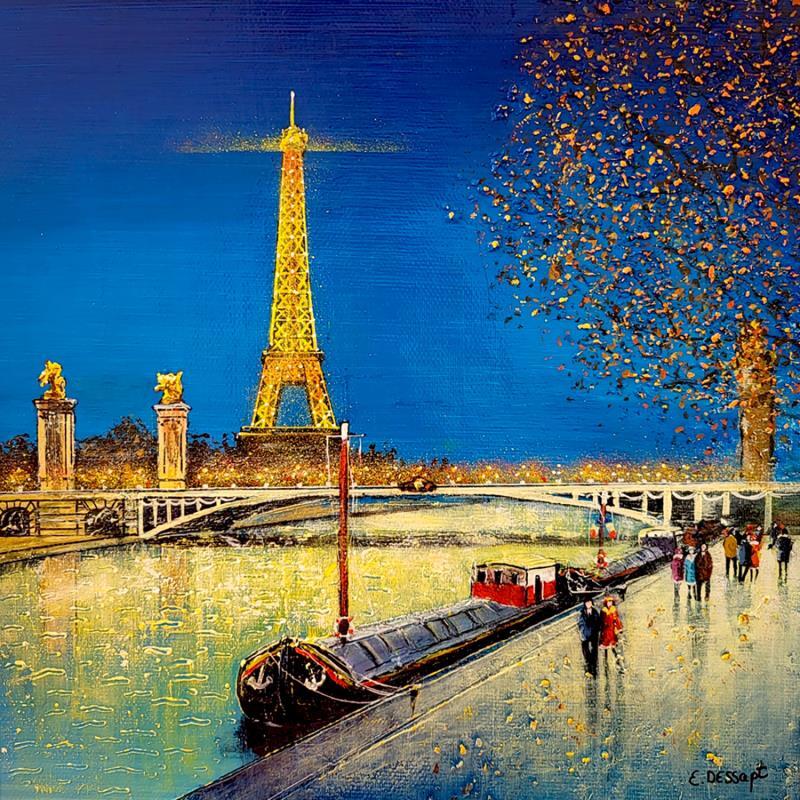 Painting L'illumination du Pont Alexandre III  by Dessapt Elika | Painting Impressionism Acrylic, Sand