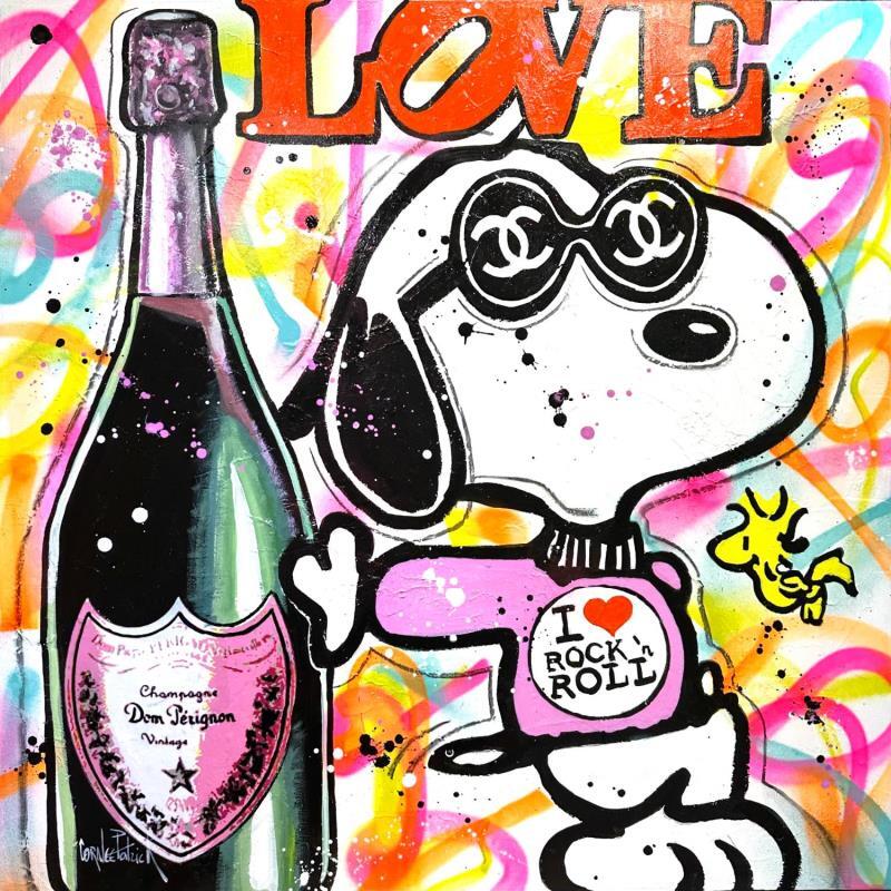 Painting Snoopy loves Dom Pérignon champagne by Cornée Patrick | Painting Pop-art Graffiti, Oil Cinema, Pop icons, Urban
